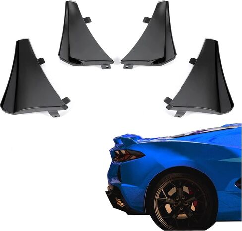اللوحات الطينية الواقية من الرذاذ من Kojem متوافقة مع 2020-2025 Chevy شيفروليه كورفيت C8 بديلة لـ 84263453 84263457 نمط ممتد أمامي وخلفي 4 قطع من ألياف الكربون in Saudi Arabia