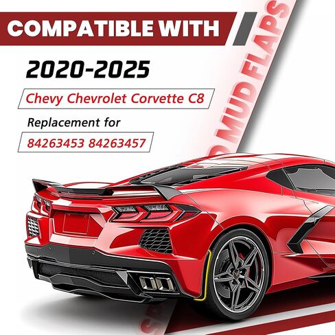 اللوحات الطينية الواقية من الرذاذ من Kojem متوافقة مع 2020-2025 Chevy شيفروليه كورفيت C8 بديلة لـ 84263453 84263457 نمط ممتد أمامي وخلفي 4 قطع من ألياف الكربون in Saudi Arabia