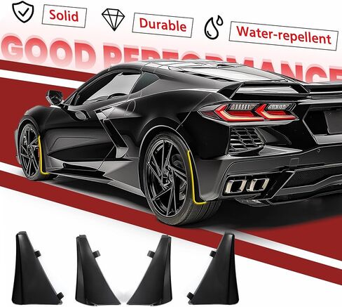 اللوحات الطينية الواقية من الرذاذ من Kojem متوافقة مع 2020-2025 Chevy شيفروليه كورفيت C8 بديلة لـ 84263453 84263457 نمط ممتد أمامي وخلفي 4 قطع من ألياف الكربون in Saudi Arabia