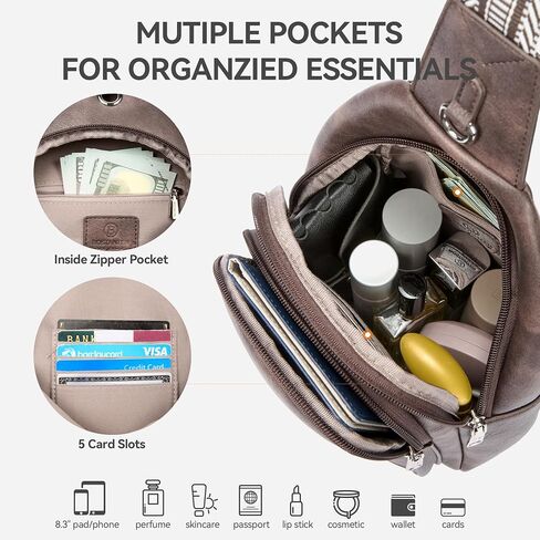 BOSTANTEN 7L Sling Bag For Women CrossBody Bags Large Cross Body Purse Vegan Leather Sling Backpack for Travel Essentials in Saudi Arabia