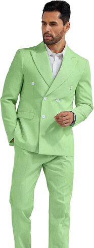 High-End Suits Men's Striped Seersucker Suits 2 Piece Slim Fit Wedding Double Breasted Tuxedo Summer Beach Suits Sets in Kuwait