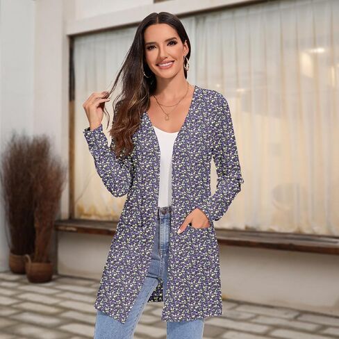 Womens Fall Lightweight Cardigans Long Sleeve Open Front Casual Trendy Knit Coat with Pocket in Saudi Arabia
