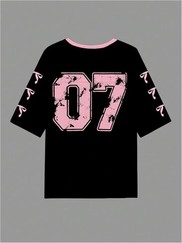 Women's Number Graphic Mesh Jersey Shirt V Neck 3/4 Sleeve Football Tee Tops Sportswear in Saudi Arabia