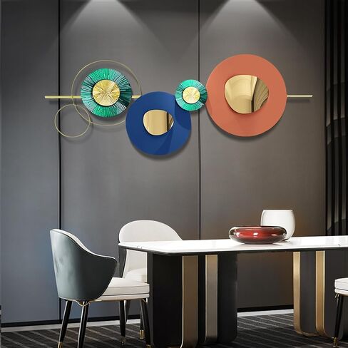 LJSCLDF ديكور جدار معدني كبير لغرفة المعيشة، ديكور جدار ذهبي فاخر حديث 59 × 19.6 بوصة منحوتة حائط دائرية هندسية ثلاثية الأبعاد لغرفة النوم كيكثين (ذهبي) in Saudi Arabia