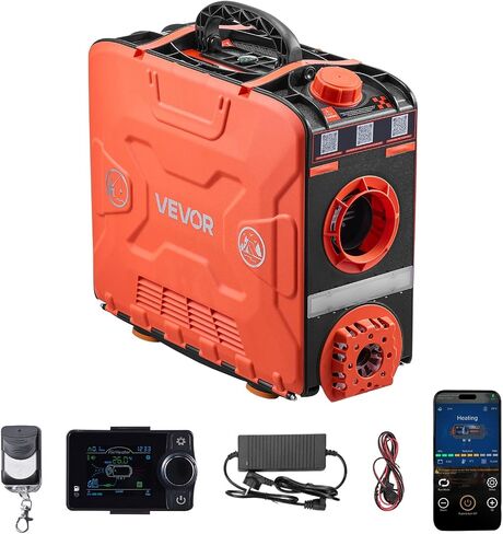 VEVOR Diesel Heater, 8KW, DC 12V, All in One Portable Diesel Air Heater with Bluetooth APP Control, Remote Control and LCD Screen, 1.2 Gal Fuel Tank for Vehicles, Vans, RVs, Campers, and Garages in Saudi Arabia