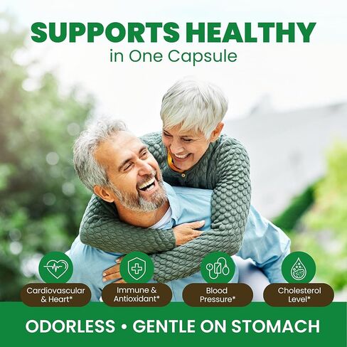 Lovita Odorless Garlic Extract, 50mg 100:1 Concentrate, High Potency, 1.25% Allicin, Gluten-Free, Supports Immune & Cardiovascular Health, 60 Vegan Capsules, 2 Month Supply in Kuwait