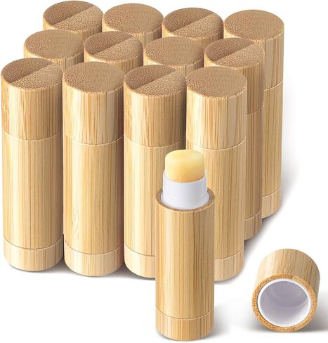 Leinuosen 36 Pcs Bamboo Empty Lipstick Tubes, Refillable 5g Lip Balm Containers with Rotable Plastic Inner for Women Girl DIY Cosmetic Lip Gloss Tubes for Lipstick, Deodorant, Solid Perfume, Makeup in Saudi Arabia