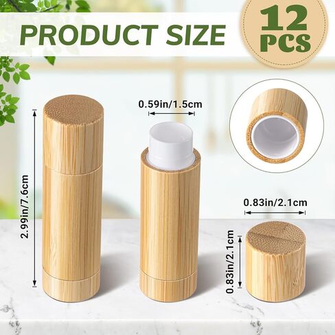 Leinuosen 36 Pcs Bamboo Empty Lipstick Tubes, Refillable 5g Lip Balm Containers with Rotable Plastic Inner for Women Girl DIY Cosmetic Lip Gloss Tubes for Lipstick, Deodorant, Solid Perfume, Makeup in Saudi Arabia