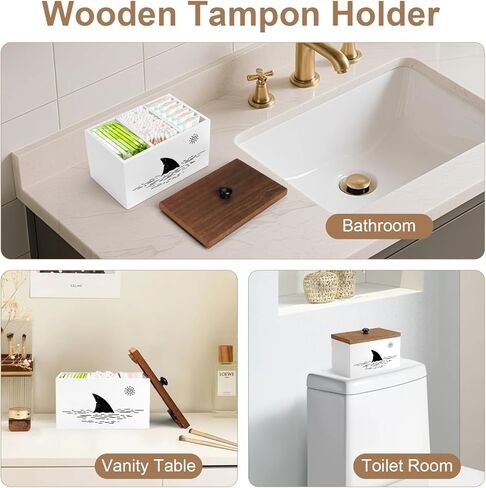 Tampon Holder for Bathroom,White Feminine Product Organizer,Girl Stuff Box for Bathroom,Pad and Tampon Organizer for Bathroom,Pad Holder for Bathroom,Shark Week Bathroom Organizer,Bathroom Accessories in Kuwait