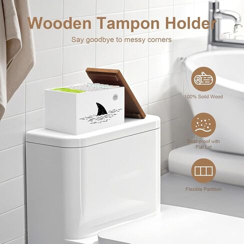 Tampon Holder for Bathroom,White Feminine Product Organizer,Girl Stuff Box for Bathroom,Pad and Tampon Organizer for Bathroom,Pad Holder for Bathroom,Shark Week Bathroom Organizer,Bathroom Accessories in Kuwait