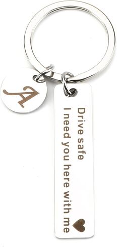 Drive Safe Keychain,Drive Safe I Need You Here with Me Keychain with Letter A-Z for Boyfriend Husband Valentine Gift in Saudi Arabia