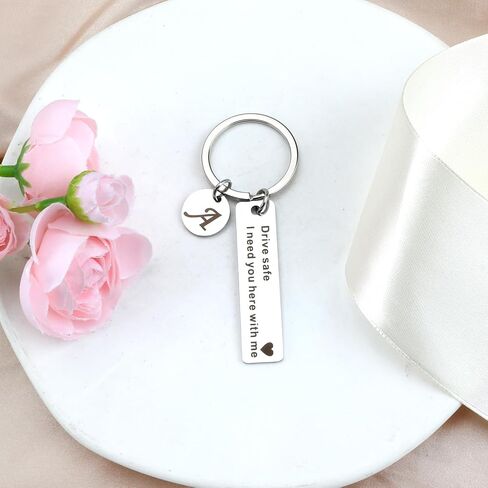 Drive Safe Keychain,Drive Safe I Need You Here with Me Keychain with Letter A-Z for Boyfriend Husband Valentine Gift in Saudi Arabia