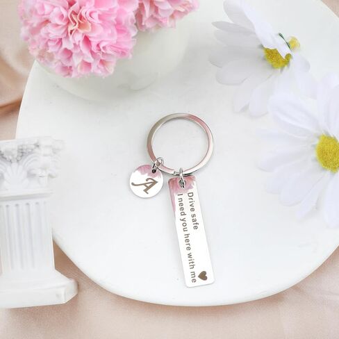 Drive Safe Keychain,Drive Safe I Need You Here with Me Keychain with Letter A-Z for Boyfriend Husband Valentine Gift in Saudi Arabia