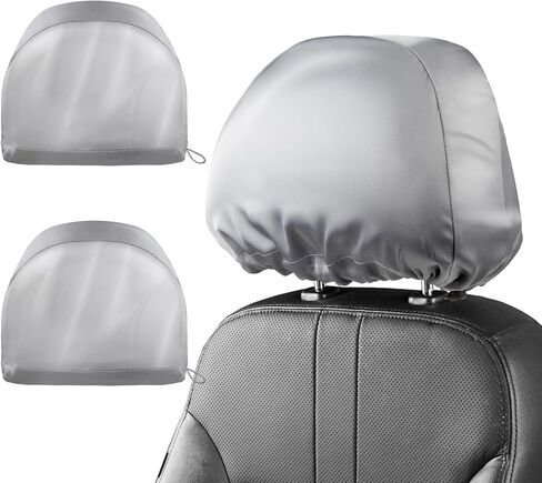 Headrest Covers for Cars Satin Universal Car Headrest Covers 2pcs for Hair Protection Adjustable and Reusable Anti-Dirty Flexible Hear Rest Cover for Auto Cars Trucks Black in Kuwait