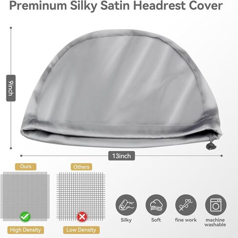 Headrest Covers for Cars Satin Universal Car Headrest Covers 2pcs for Hair Protection Adjustable and Reusable Anti-Dirty Flexible Hear Rest Cover for Auto Cars Trucks Black in Kuwait