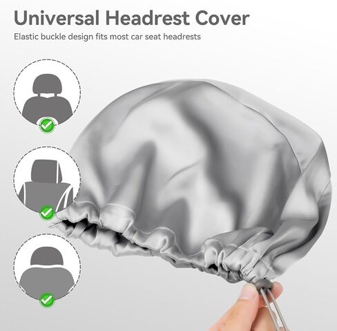 Headrest Covers for Cars Satin Universal Car Headrest Covers 2pcs for Hair Protection Adjustable and Reusable Anti-Dirty Flexible Hear Rest Cover for Auto Cars Trucks Black in Kuwait