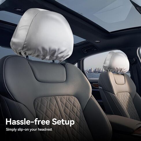 Headrest Covers for Cars Satin Universal Car Headrest Covers 2pcs for Hair Protection Adjustable and Reusable Anti-Dirty Flexible Hear Rest Cover for Auto Cars Trucks Black in Kuwait