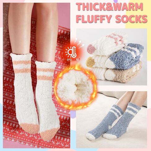COOPLUS Fuzzy Socks for Women Fluffy Cozy Socks Warm Winter Soft Home Slipper Socks (5 Pairs) in Kuwait