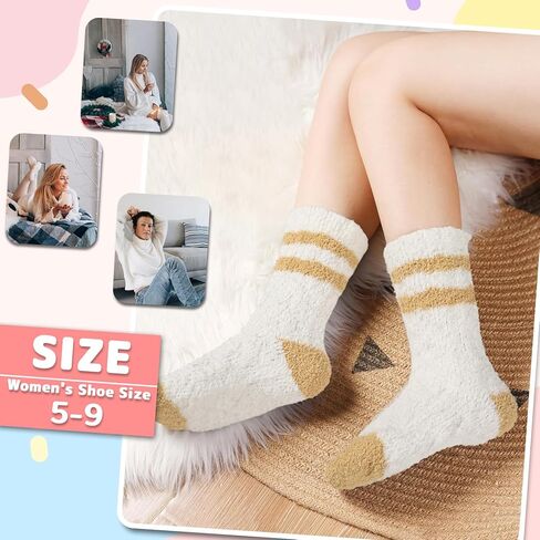 COOPLUS Fuzzy Socks for Women Fluffy Cozy Socks Warm Winter Soft Home Slipper Socks (5 Pairs) in Kuwait