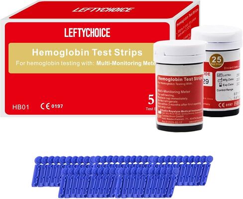 50 PCS Hemoglobin Test Strips for LCLBM-01 2 in 1 Total Cholesterol and Hemoglobin Testing Meter (Device NOT Included) in Saudi Arabia