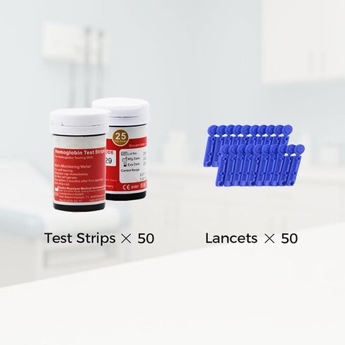 50 PCS Hemoglobin Test Strips for LCLBM-01 2 in 1 Total Cholesterol and Hemoglobin Testing Meter (Device NOT Included) in Saudi Arabia