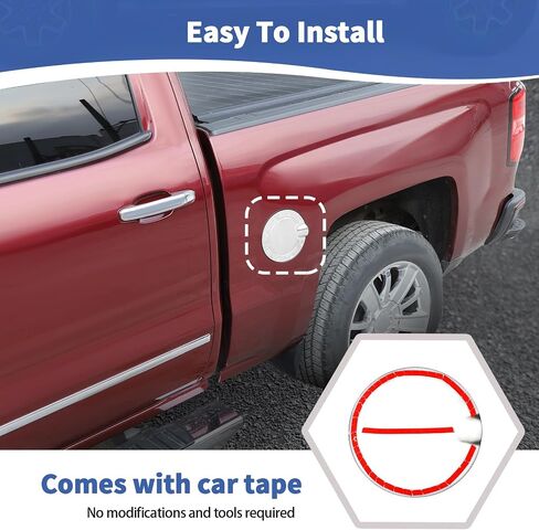 for Silverado Gas Cap Tank Door Cover Fit for Chevy Silverado GMC Sierra 2014-2018 Chrome Exterior Accessories in Saudi Arabia