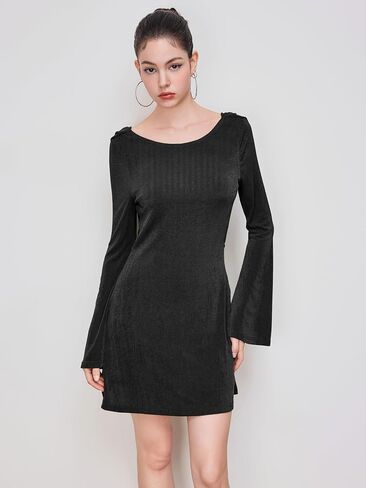 CIDER Mini Dress Backless Bodycon Neck Long Sleeve Party Dress in Saudi Arabia