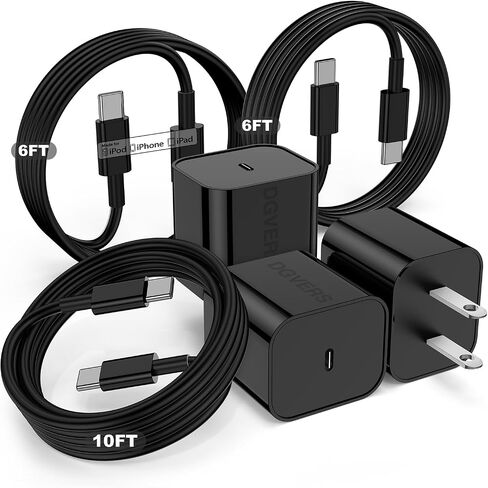 45W Super Fast Charger USBC for Samsung Galaxy S24, [3Pack] 3+6+10FT Type C Charger Fast Charging Cable Cord & Android Charger Block for Galaxy S24 S23 S22 S21 Ultra/Plus, Tab S8 S7, iPad Pro/Air/Mini in Saudi Arabia