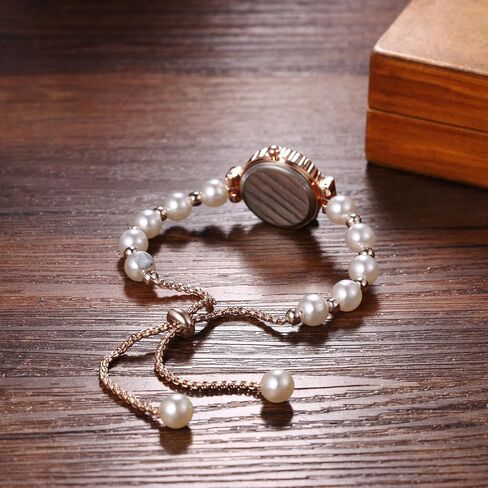 Avaner Women's Bracelet Wrist Watches: Pearls Slim Strap Rosegold Analog Quartz Elegant Dress Watches in Saudi Arabia