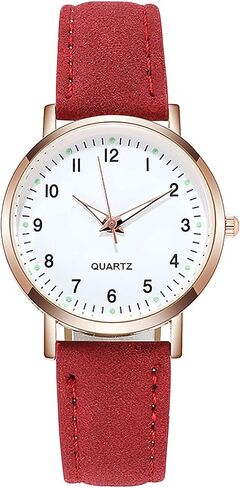 Women's Watches, Classic Quartz Watch with Luminouse Easy Read Dial, Leather Watch Band, Vintage Small Face Round Watches for Women, Birthday Gift for Ladies in Saudi Arabia