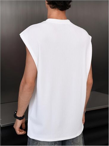 OYOANGLE Men's Ribbed Knit Workout Tank Top Crew Neck Sleeveless Muscle Shirts Basic Undershirts in Saudi Arabia