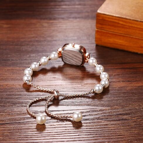 Avaner Women's Bracelet Wrist Watches: Pearls Slim Strap Rosegold Analog Quartz Elegant Dress Watches in Saudi Arabia