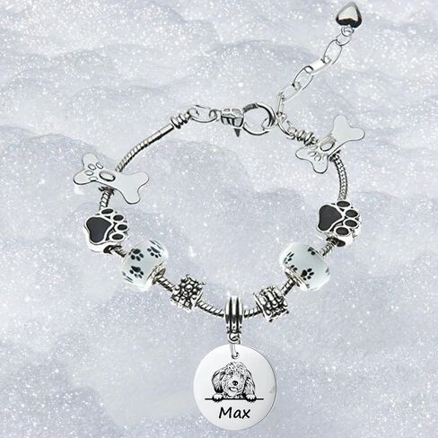 Cockapoo Dog Gifts, Personalized Cockapoo Beaded Charm Bracelet, Custom Engraved Dog Jewelry, Memorial Keepsake for Dog Mom, Dog Lover Gift in Saudi Arabia