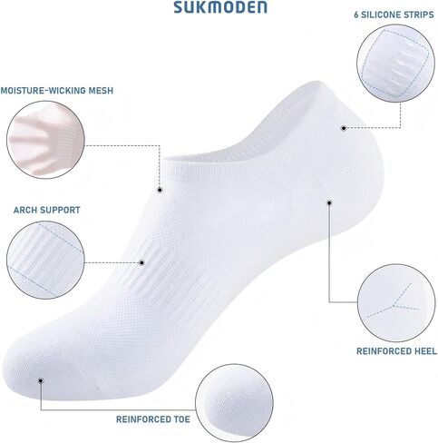 ​No Show Socks Men, 6 Pairs ​Cotton ​Thin Low Cut Ankle Socks, Non Slip Invisible Sock for Loafer Sneakers in Kuwait