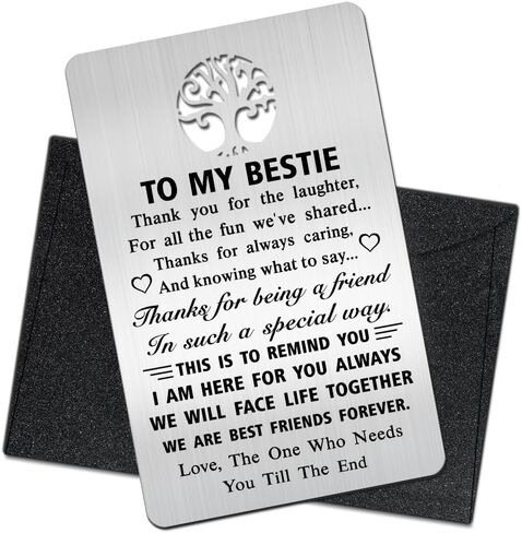 بطاقة محفظة To My Bestie، بطاقة إدراج محفظة معدنية منقوشة من Bestie، هدية صداقة للنساء، هدايا عيد ميلاد شكرًا لك على الصداقة لأخت Bestie BFF in Kuwait