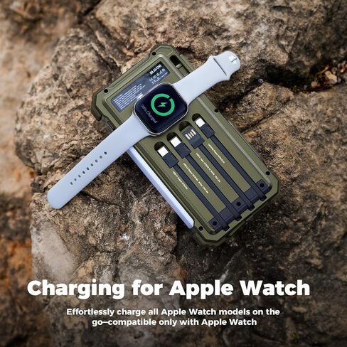 BLAVOR Solar Charger Power Bank 20000mAh Built in 4 Cables, 20W Fast Charging External Battery Pack with USB C, Camping Light, Flashlight, Carabiner for Cell Phones, Portable Charger for Apple Watch in Kuwait