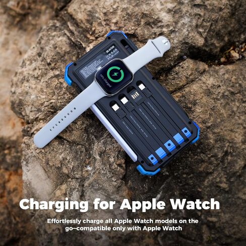 BLAVOR Solar Charger Power Bank 20000mAh Built in 4 Cables, 20W Fast Charging External Battery Pack with USB C, Camping Light, Flashlight, Carabiner for Cell Phones, Portable Charger for Apple Watch in Kuwait