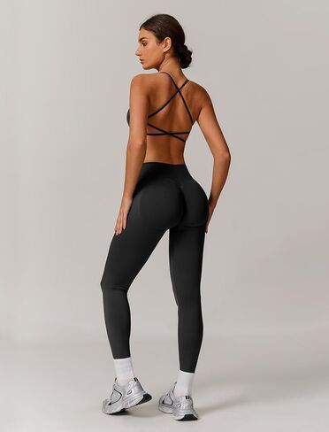 Workout Sets for Women 2 Piece Strappy Back Sports Bra and High Waisted Yoga Leggings Jogger Gym Active Sets in Saudi Arabia