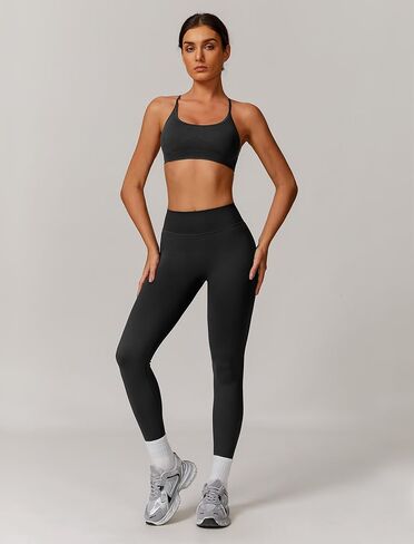 Workout Sets for Women 2 Piece Strappy Back Sports Bra and High Waisted Yoga Leggings Jogger Gym Active Sets in Saudi Arabia