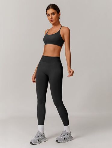 Workout Sets for Women 2 Piece Strappy Back Sports Bra and High Waisted Yoga Leggings Jogger Gym Active Sets in Saudi Arabia