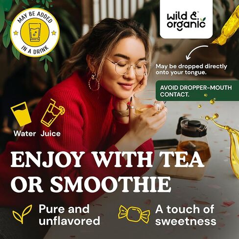 Wild & Organic Ceylon Cinnamon Tincture 500 ملغ - مكملات القرفة السائلة للدعم الكلي - Cinnamomum Verum Bark Extract - نباتي ، خالي من الكحول ، غير المعدلة وراثيًا - 4 أوقية in Kuwait