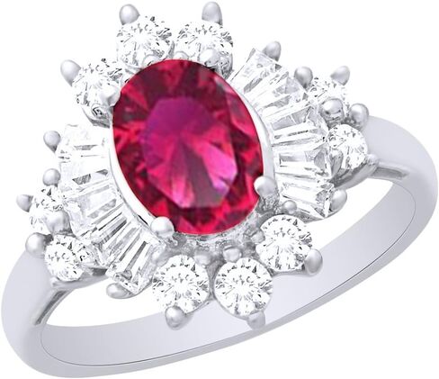 AFFY Simulated Ruby & White Sapphire Ring in 14K Gold Over Sterling Silver (2.8 Ct) in Saudi Arabia