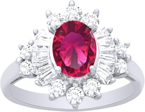 AFFY Simulated Ruby & White Sapphire Ring in 14K Gold Over Sterling Silver (2.8 Ct) in Saudi Arabia