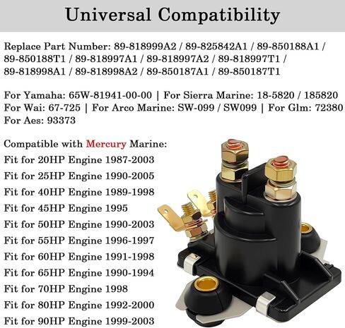 35850-HM7-000 Starter Solenoid Relay, Compatible with Honda TRX90 TRX400 TRX450 TRX450ES TRX350 TRX500 TRX650 TRX680 FourTrax Foreman Rancher Rubicon Pioneer 700 Replace 35850-HN0-671 35850-HN7-003 in Saudi Arabia