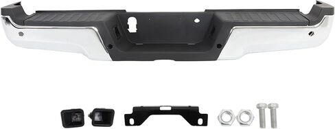 Chrome Steel Rear Step Bumper with Park Assist Sensor Holes Replacement for F250 Super Duty 2017 2018 2019 FO1103198 in Saudi Arabia