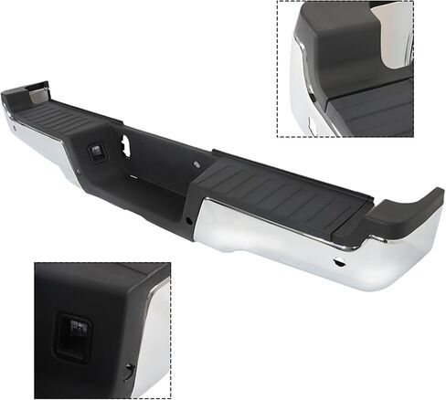 Chrome Steel Rear Step Bumper with Park Assist Sensor Holes Replacement for F250 Super Duty 2017 2018 2019 FO1103198 in Saudi Arabia