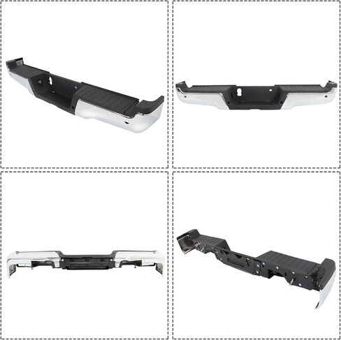 Chrome Steel Rear Step Bumper with Park Assist Sensor Holes Replacement for F250 Super Duty 2017 2018 2019 FO1103198 in Saudi Arabia