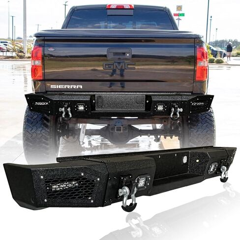 المصد الخلفي متوافق مع 2007-2013 شيفروليه سيلفرادو 1500 وجي إم سي سييرا مع فتحة تركيب مستشعر و4 مصابيح ألومنيوم و2 × 4.75 T حلقات على شكل حرف D in Kuwait