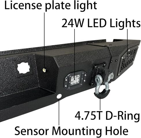 المصد الخلفي متوافق مع 2007-2013 شيفروليه سيلفرادو 1500 وجي إم سي سييرا مع فتحة تركيب مستشعر و4 مصابيح ألومنيوم و2 × 4.75 T حلقات على شكل حرف D in Kuwait