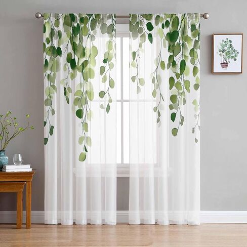 Turquoise Coastal Sheer Curtains 84 Inches Long 2 Panels Set for Living Room, Summer Beach Semi Sheer Curtains for Windows, Anchor Botanical Nautical Voile Window Treatments Privacy Curtain in Saudi Arabia